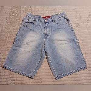 VTG RARE Y2K Tommy Jeans Red Label Denim Utility Distressed Shorts Mens Size 32